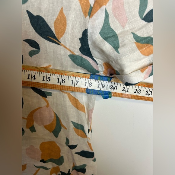 Rachel Zoe Lemons Novelty Print 100% Linen size S Button Down Natural Breathable - Picture 5 of 11